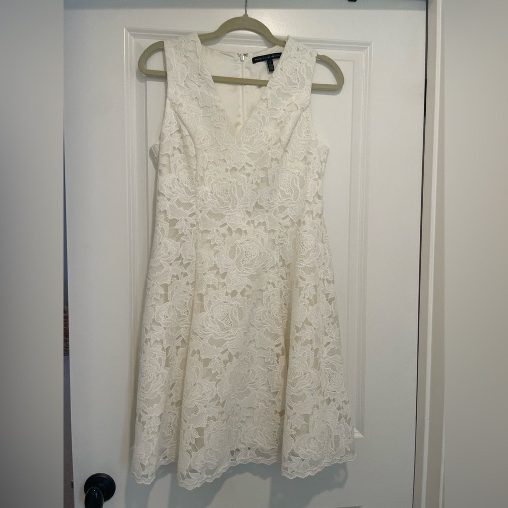 WHBM double line white lace dress